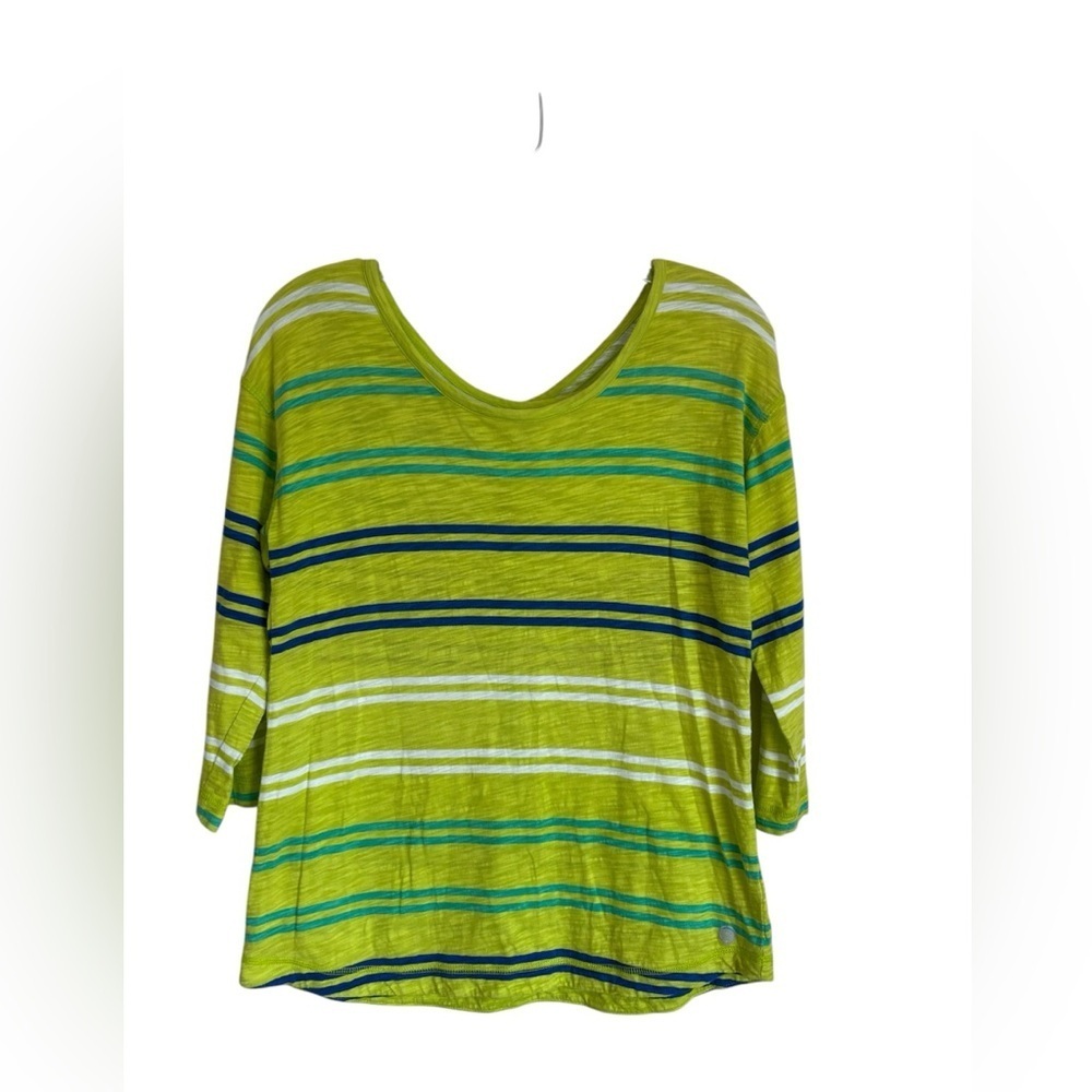Talbots Lime Green Striped Long Sleeve Top Size Sp - Picture 1 of 7
